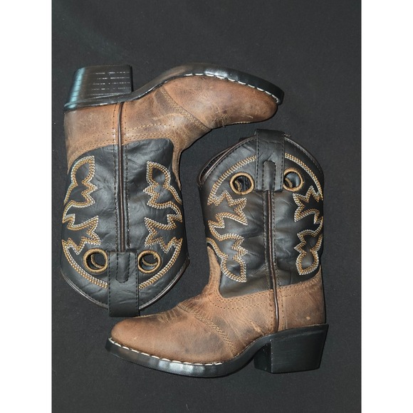 Cody James Brown & Black Western‎ Cowboy Boots Kids Size 9 Style 4147 Leather